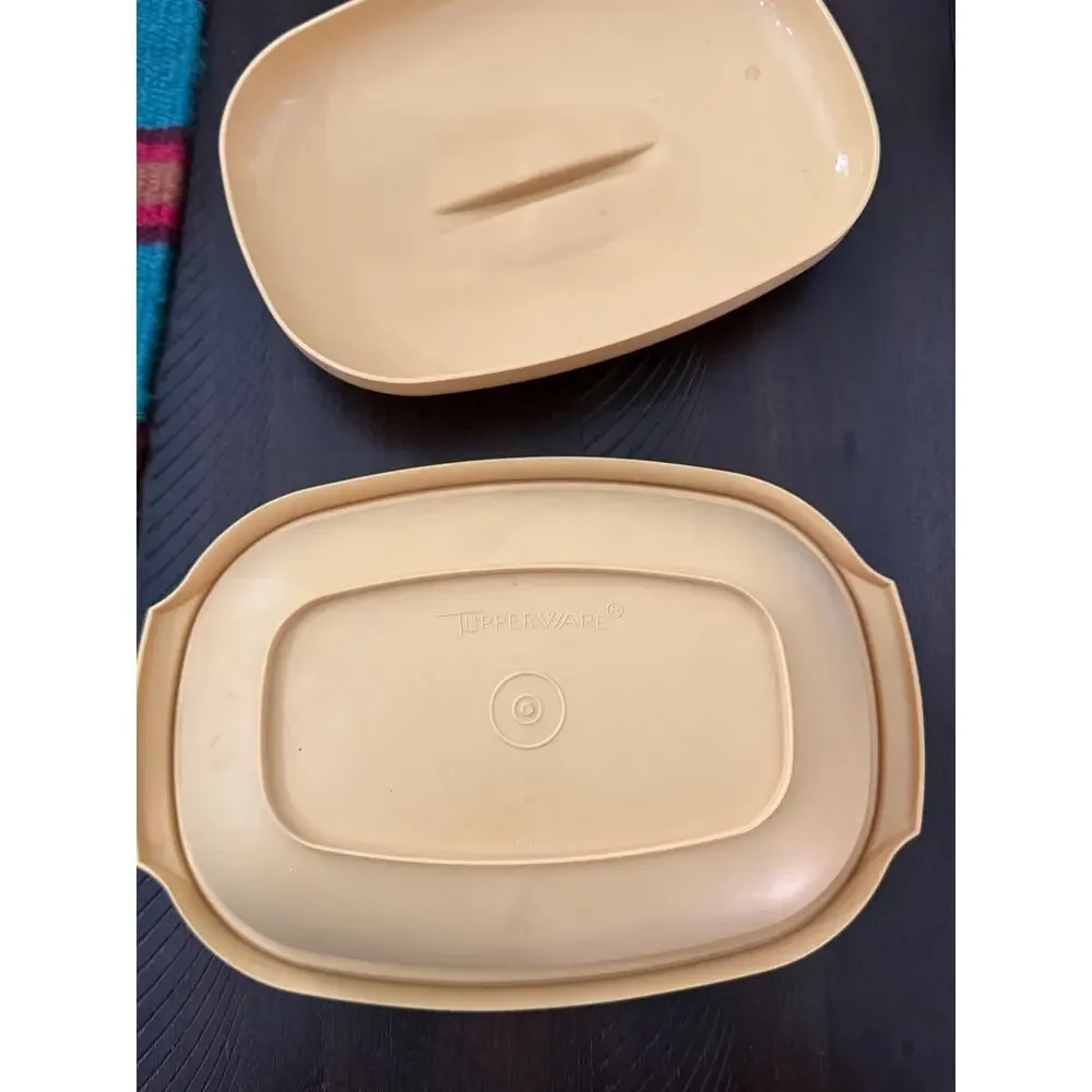 Vintage 1970s Tupperware Meals in Minutes Steamer 1273 Harvest Gold 3 Pc